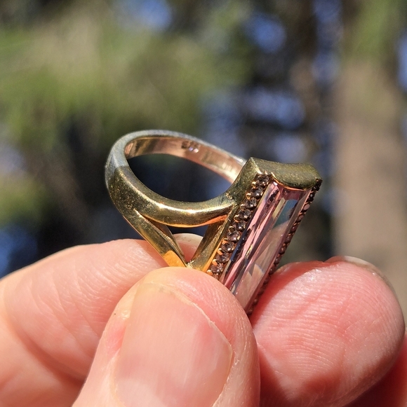 Quartz Baguette 8k & Topaz Sterling & Gold ring Sz8 - Picture 10 of 11